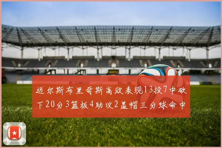 迈尔斯布里奇斯高效表现13投7中砍下20分3篮板4助攻2盖帽三分球命中率出色